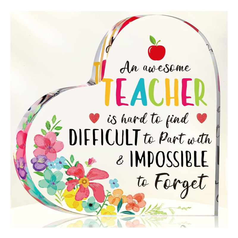 Awesome Teacher Acrylic Heart Paperweight