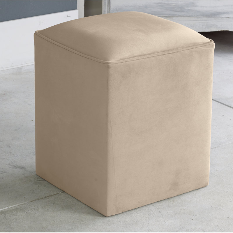 Henton 40 cm W Velvet Square Ottoman, Coffee