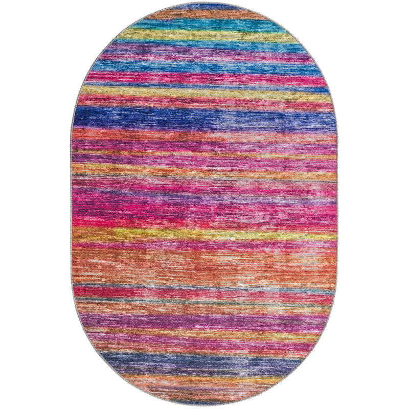 Ikhasa Chenille Abstract Indoor Rug, Oval 4' x 6'