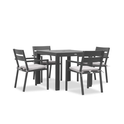 Pacifica Square 4 - Person Power Coated Aluminum Dining Set with Cushions