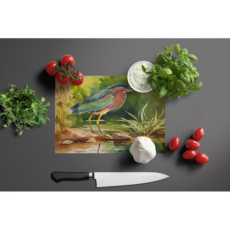 Green Heron Glass Cutting Board