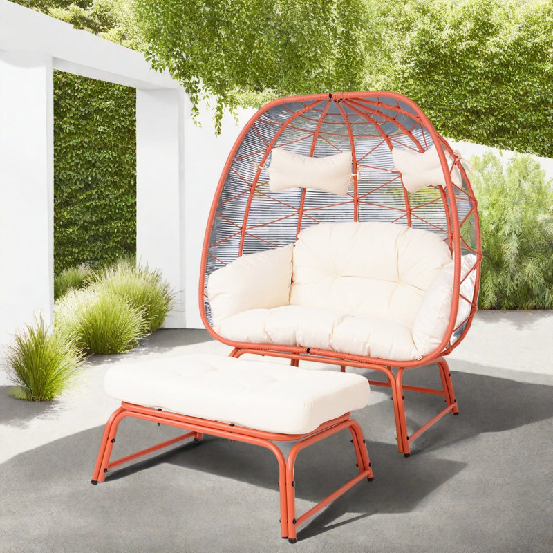 Chaises longues spacieuses de patio, chaise moderne Boho en rotin d'acier pour le patio