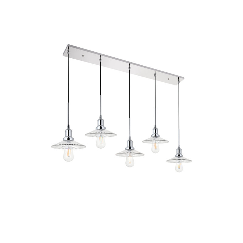 Luminaire suspendu linéaire pour îlot de cuisine 5 lumières Serafin, Chrome