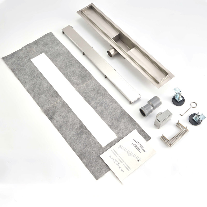 2 In 1 Tile Insert Linear Shower Drain, 304 Stainless Steel Odor Proof Floor Drain Set, 54cm L
