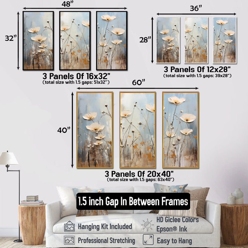 «Wildflowers Botanical Beauty V - Wildflowers», ensemble de reproduction d'art mural, Cadre flottant doré