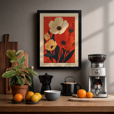 Poppy Study in Red Botanical - Framed Print