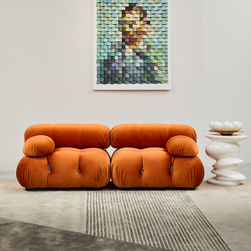Canapé en chenille de 76 po Belani, Velours orange