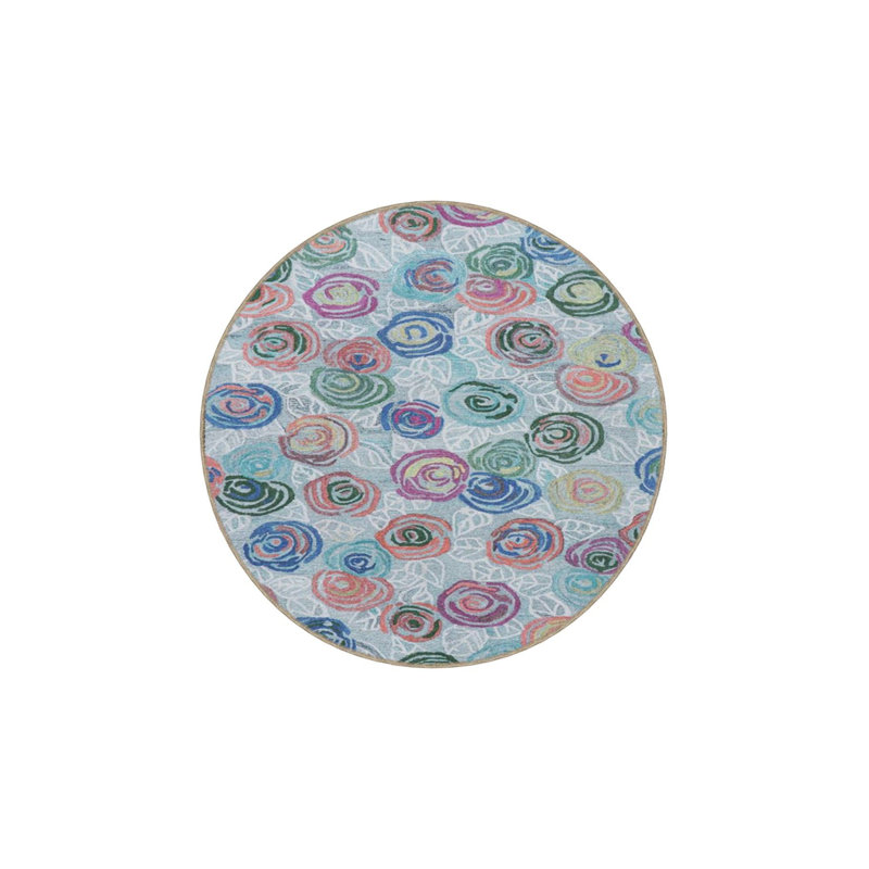 Tapis bleu lavable à motif floral, Tapis de couloir 3 pi 3 po x 6 pi 7 po inclus