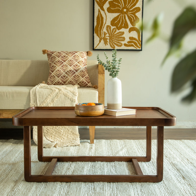 Bryan Solid Wood 40'' Wide Tray Top Coffee Table, Brown