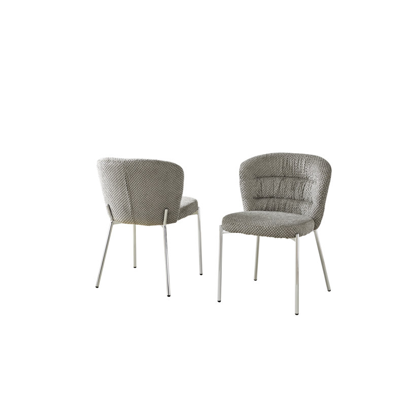 Chaises d'appoint moelleuses uniques avec pieds plaqués, Gris, Chrome