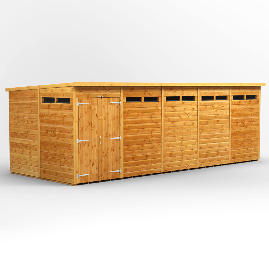 Powersheds - 20 x 8ft Double Door Pent Security Shed - Wood - Image 3