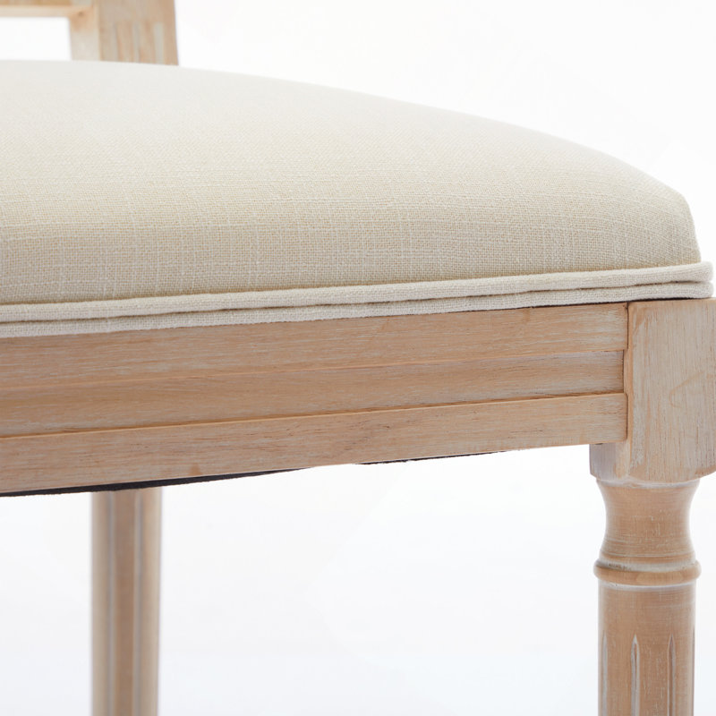 Chaises de salle à manger antiques, ensemble de 2 chaises rembourrées en tissu de lin