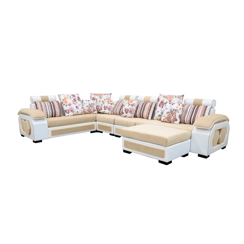 Canapé modulaire réversible de coin en microfibre / microsuède de large 142 po avec repose-pieds Anceline