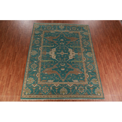 Tapis vert en laine All-Over Oushak 9x12