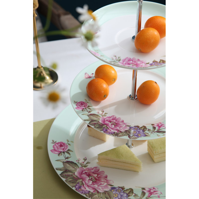 Aldershot Bone China Tiered Stand, Green