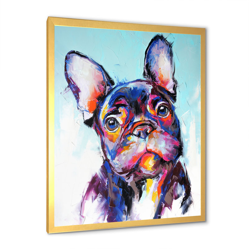 «Brushstroke Pop Art Dog Portrait», art mural moderne sur toile, Toile avec cadre photo doré, H 44 po x l 34 po x P 1,5 po