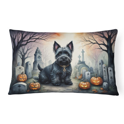 Scottish Terrier Spooky Halloween Fabric Decorative Pillow
