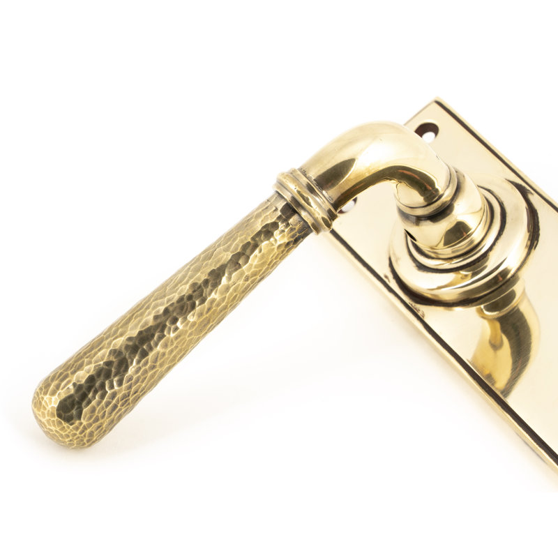 Hammered Newbury Double Dummy Door Handle, Aged Brass