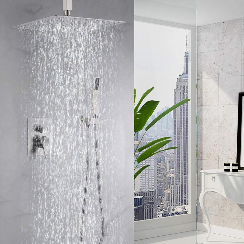 Système de douche au plafond 12 po, Nickel brossé