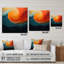 Teal orange Op Art Rhythmic Illusion III - art mural acrylique Op Art pour le salon-2030808840