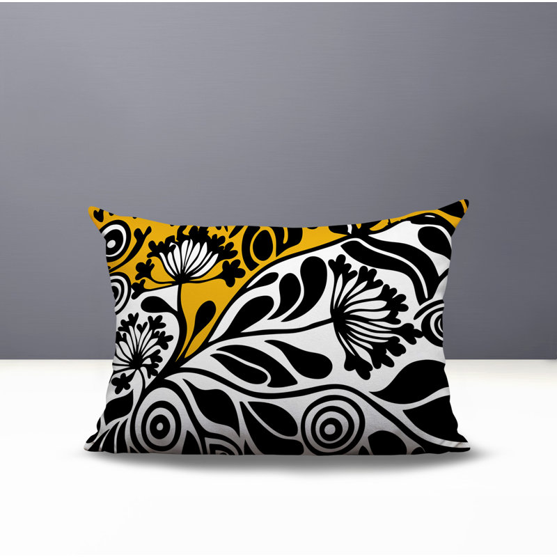 Oreiller rectangulaire réversible intérieur / extérieur Gina, Jaune, Rectangle H 14 po x l 20 po