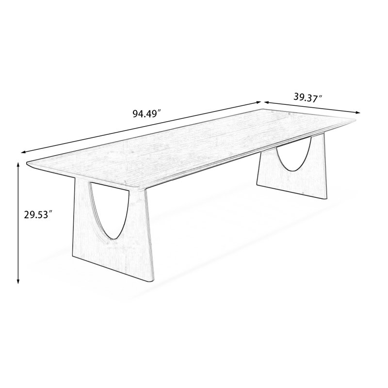 Brown Rectangular Solid Wood Dining Table, 29.53"H x 94.49"L x 39.37"W