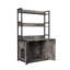 Enceinte de litière pour chat gris avec portes doubles, étagère de rangement et patin à griffes, armoire de rangement intérieure solide - conception de porte, salle de bain cachée avec coussin