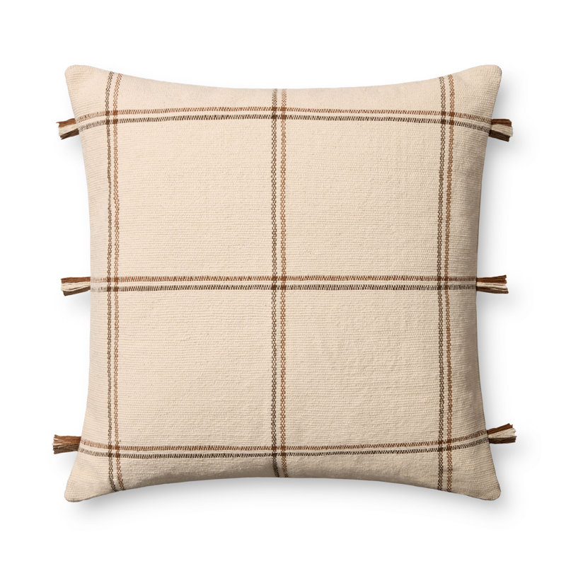 Coussin décoratif Amber Lewis x Loloi Lainey, Naturel / brun, Mélange de duvet