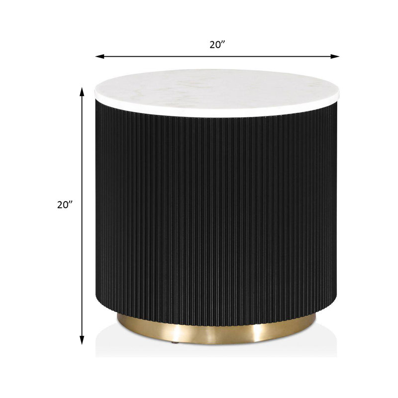Table de bout ronde contemporaine Virden - noir / blanc / or