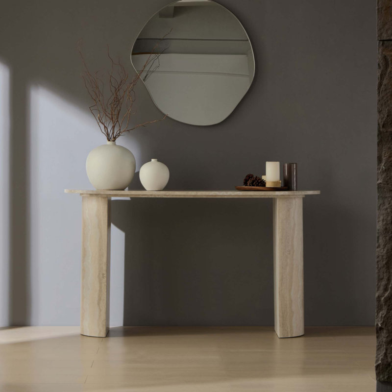 Console pour salon en faux marbre MARS, console étroite avec canapé en MDF de conception moderne pour le couloir, entrée