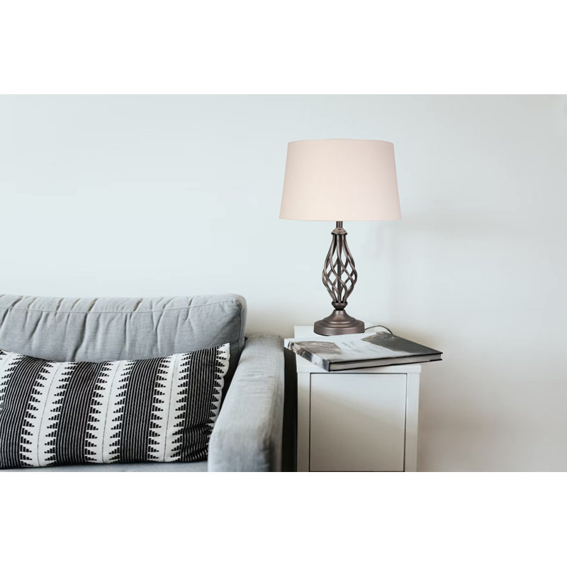Zoey 49cm Twist Traditional Metal Table Lamp, Pewter Grey