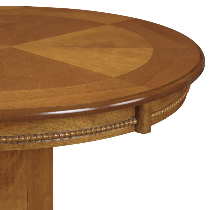 Adelaida 30.25" L Round Solid Wood Table, Brush Oak