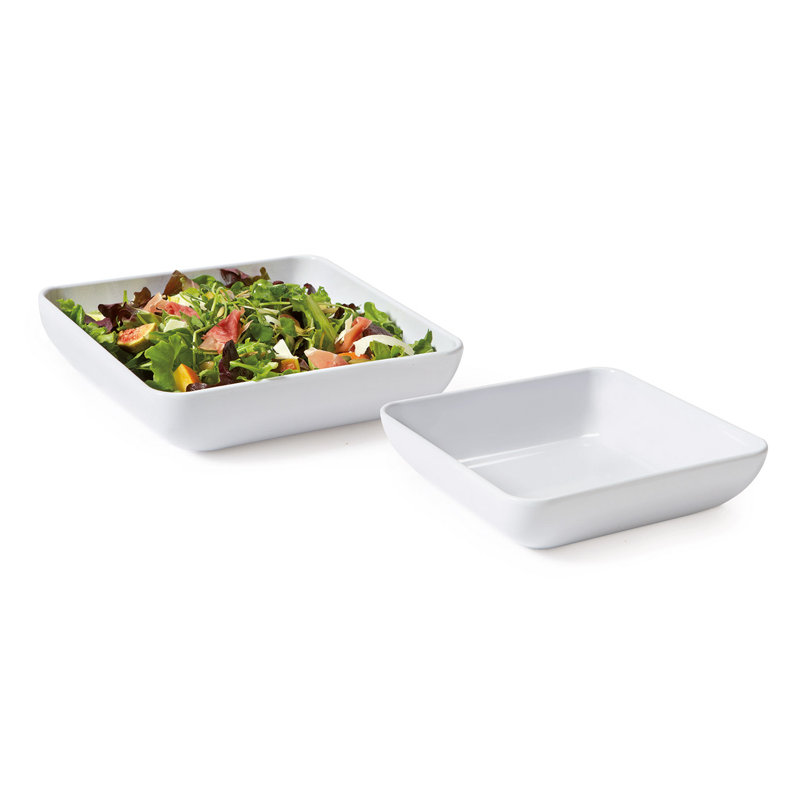 GET CS-8020-W Melamine Break-Resistant Smooth Square Serving Bowl, 1.5 Quart, White