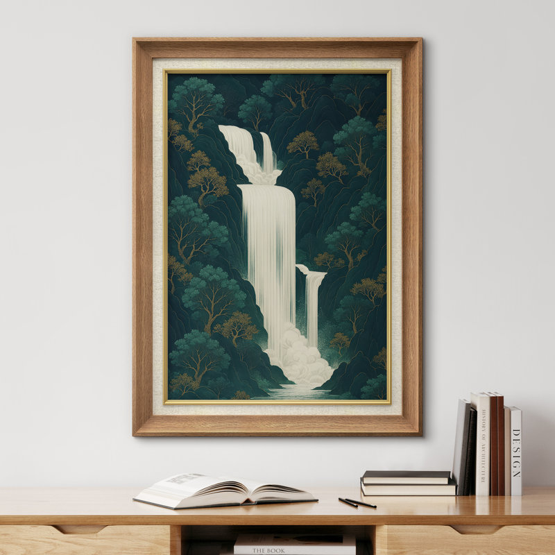 Œuvre encadrée de qualité supérieure - impression de paysage rétro pour décor de salon - 26 po x 36 po, Naturel