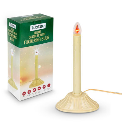  Christmas Candolier Window Candle – With Flickering Bulb – Single Indoor -Flameless Electric Window Candle Candelabra