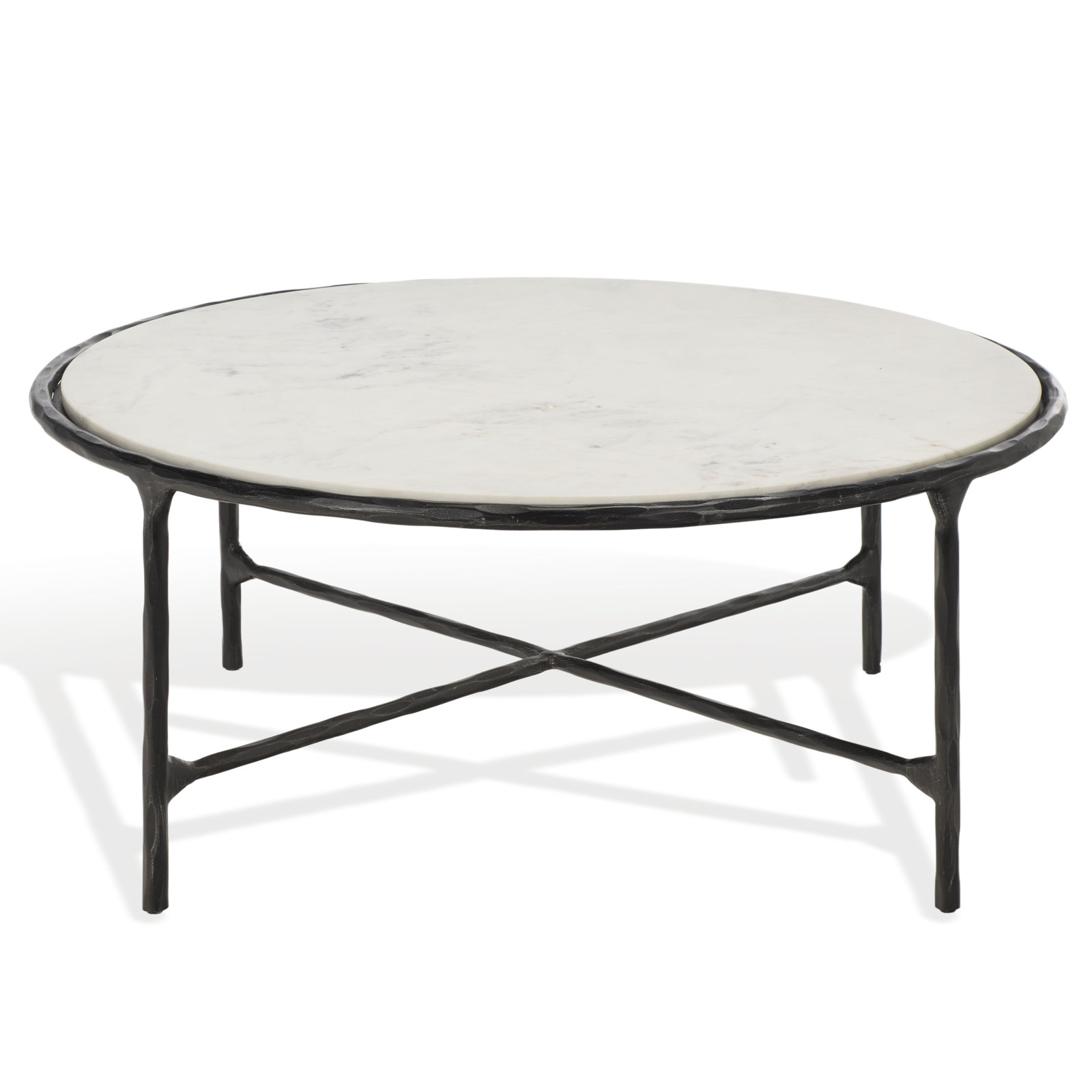 Evelynn 4 Legs Coffee Table, Marble, White Marble, Black