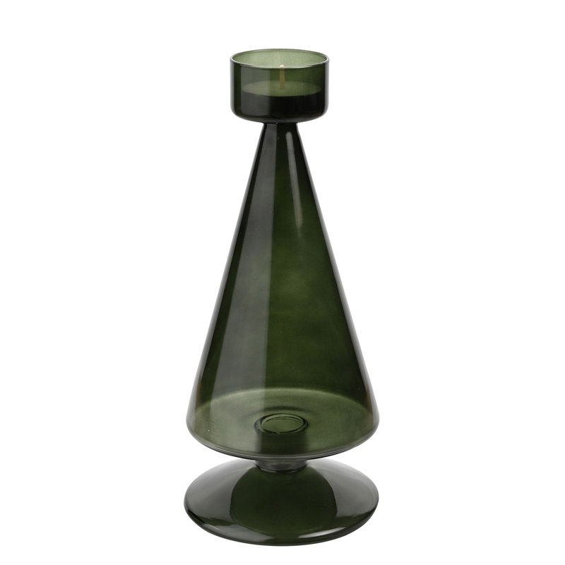 Glass Tabletop Tealight Holder, 9.06 H x 3.94 W x 3.94 D cm