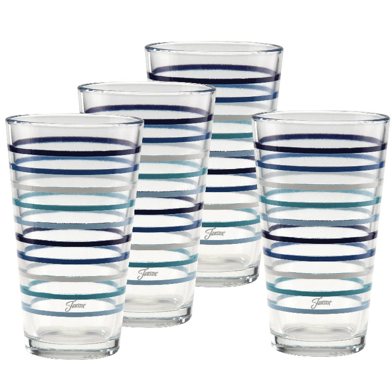 Ensemble de 4 verres à vin effilés à rayures fines 16 oz Fiesta Coastal Blues