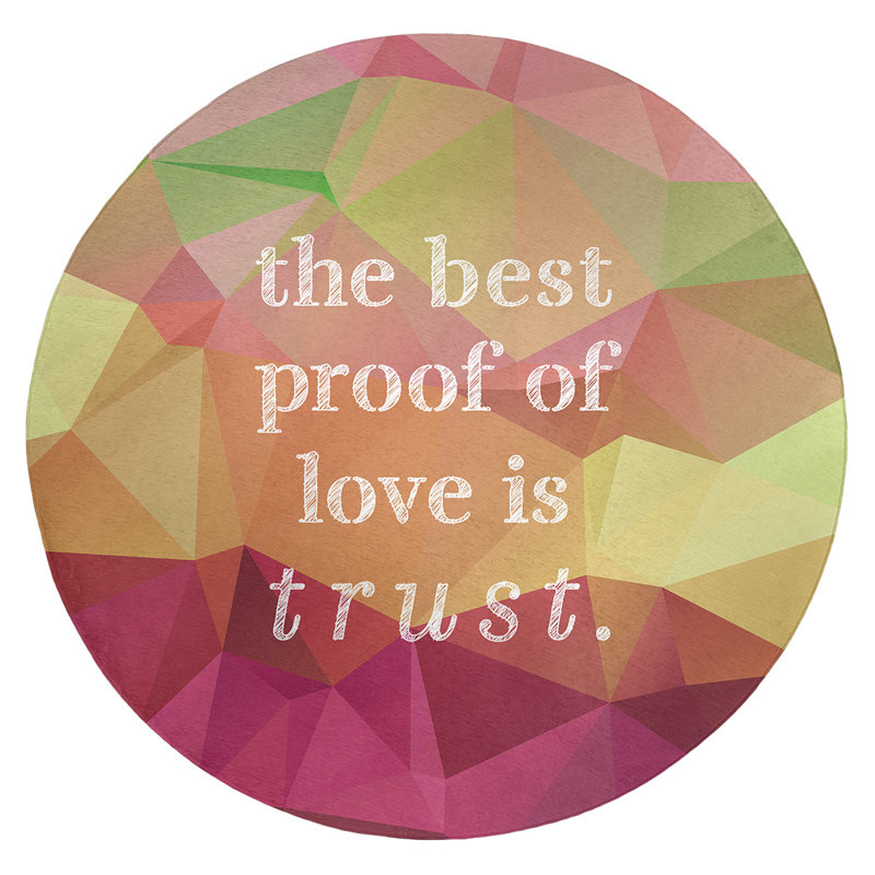 Tapis en simili-gemme love & trust quote, Rond 5 pi