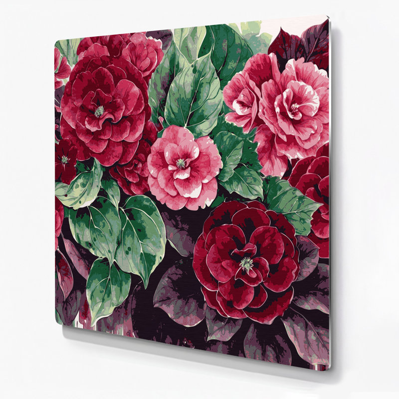 Bégonias botaniques, art mural en métal brun, H 16 po x l 16 po
