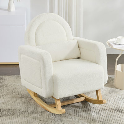 Chaise berçante d'appoint avec dossier incurvé et coussin, confort ultime pour votre maison, velours en peluche
