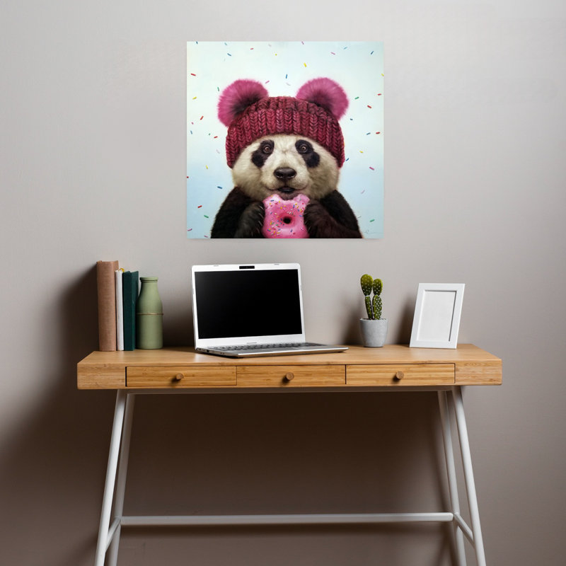 First Bite Contemporary Panda Urban Winter Art, 18" H x 18" W