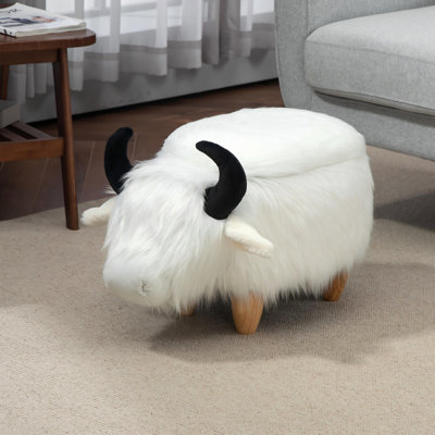 Repose-pieds vache avec rangement, 24,8 po x 14,96 po x 14,56 po, noir, rangement sans outil