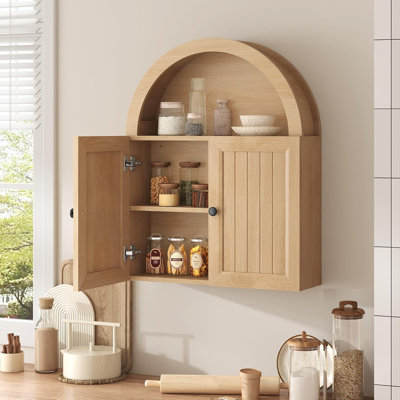 Arched Bathroom Wall Cabinet, Oak