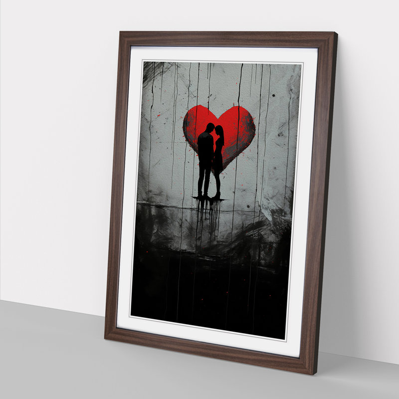Lovers Minimalism No.2 - Single Picture Frame Print on Wood, Walnut Framed, 64cm H x 46cm W x 2cm D