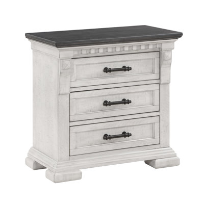 Antique White Bedroom Nightstand With 3 Drawers - Transitional Style 3 In Furniture Feature