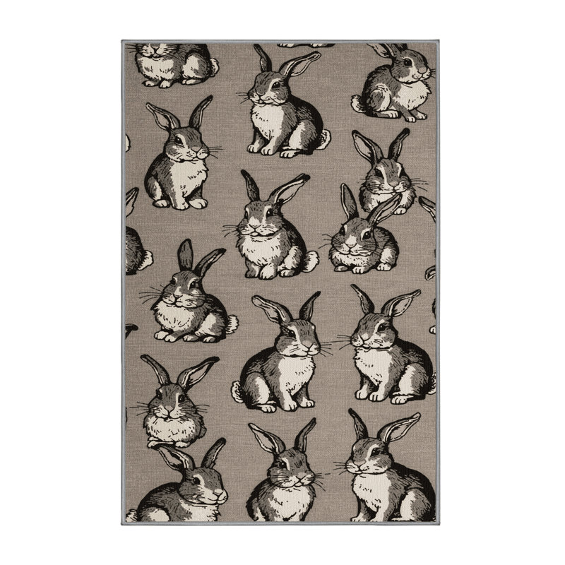  Washable Rabbits Farm Area Rug, Rectangle 2' x 3'