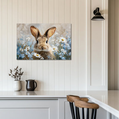 Art mural de lapin de Pâques GUTTATY, décoration murale de photos de lapin de Pâques au printemps, décorations murales de fleurs de lapin et de printemps, impressions de Pâques pour le salon, la chambre à coucher, la chambre d'enfant, la chambre de bébé prête à être suspendue 12 po x 16 po