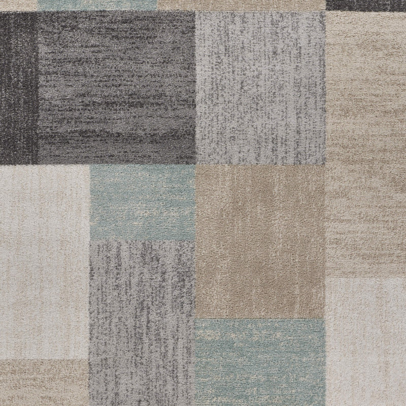 Sharlonda Transitional Geometric High Performance Low-Pile Indoor Area Rug, Rectangle 5'2" x 7'2"