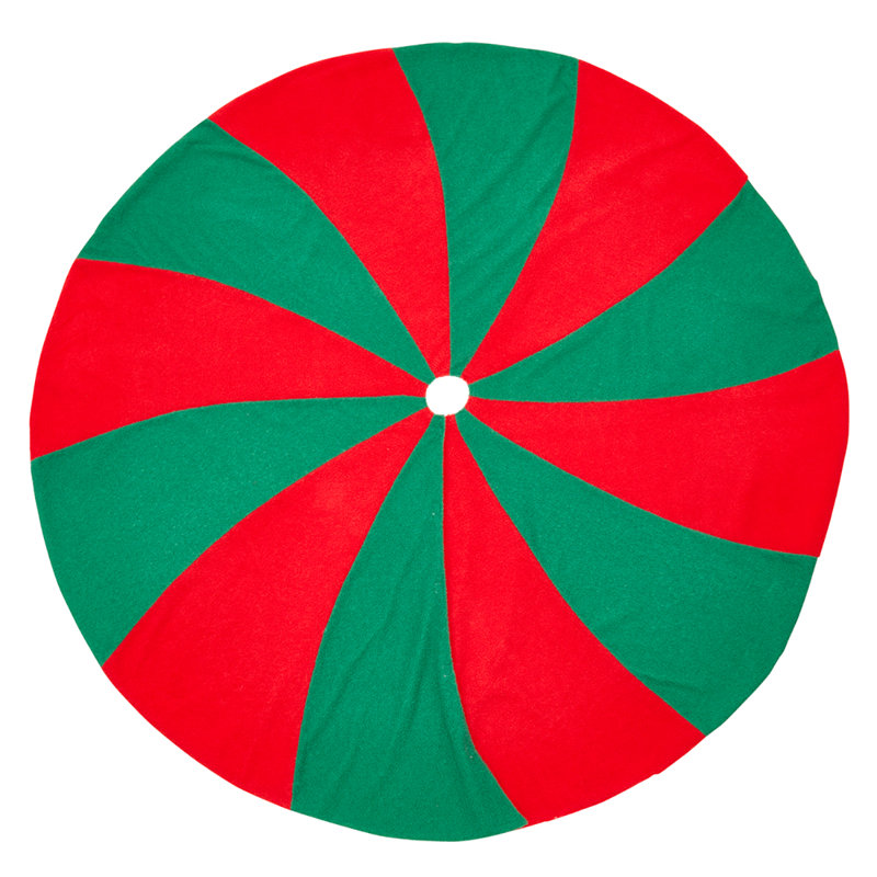 Festive Red and Green Candy Cane Round Tree Skirt